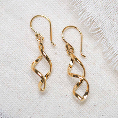 ME394B_18k Gold Plated Brass Dangly Simple Twist Earrings_6