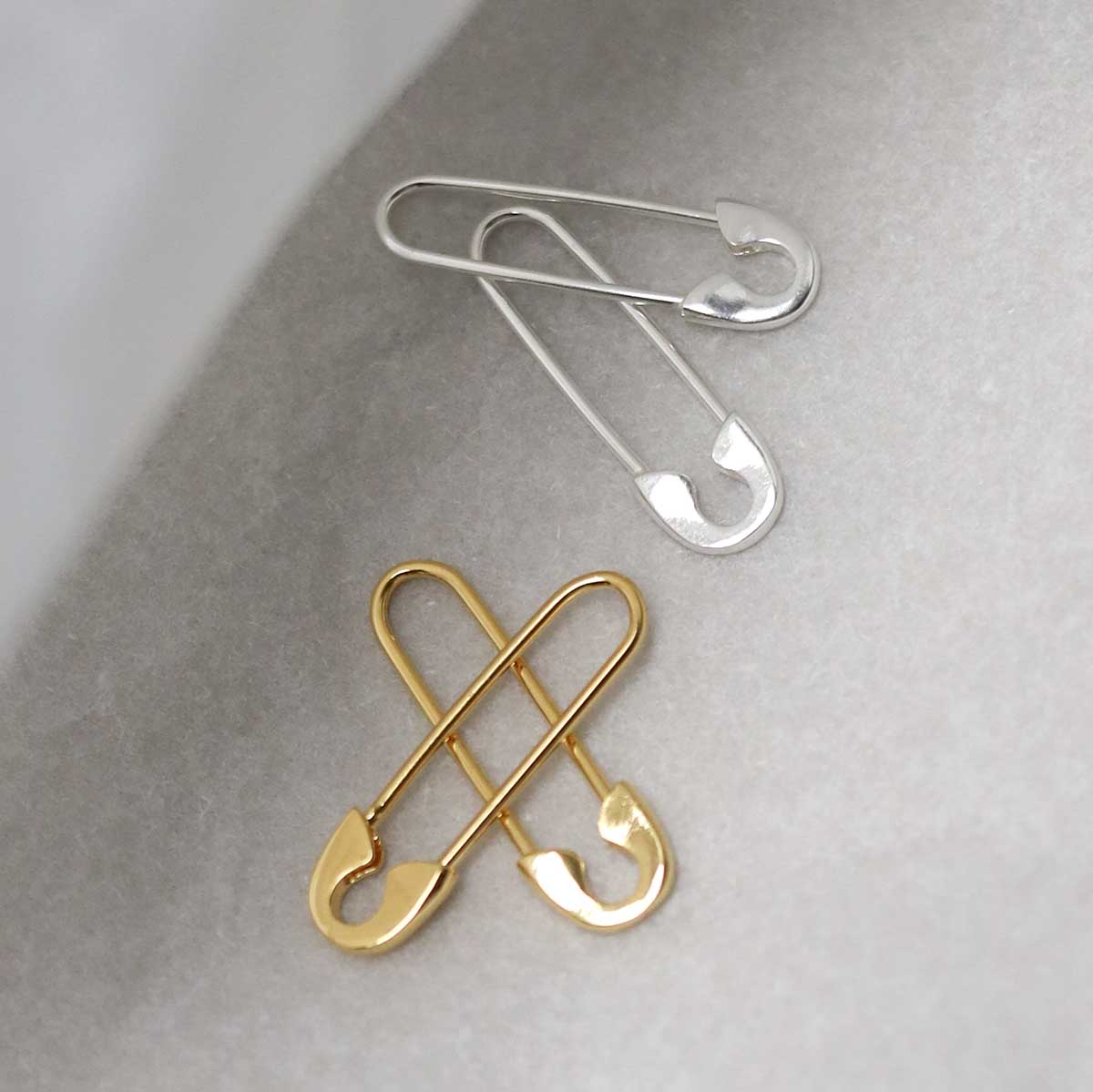 18k Gold Plated Safety Pin Earrings