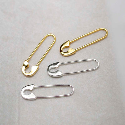 ML961B_18k Gold Plated Brass Safety Pin Earrings_1