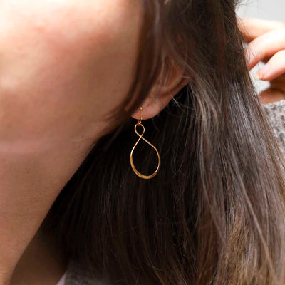 ML866B_18k Gold Plated Brass Wire Teardrop Dangly Earrings_model 2