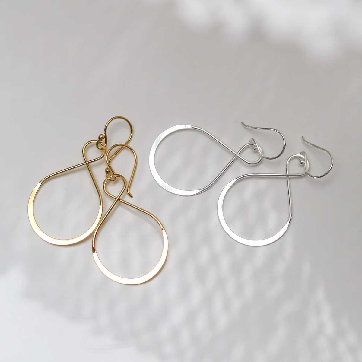 18k Gold Plated Wire Teardrop Dangly Earrings