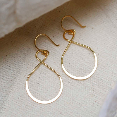 ML866B_18k Gold Plated Brass Wire Teardrop Dangly Earrings_4