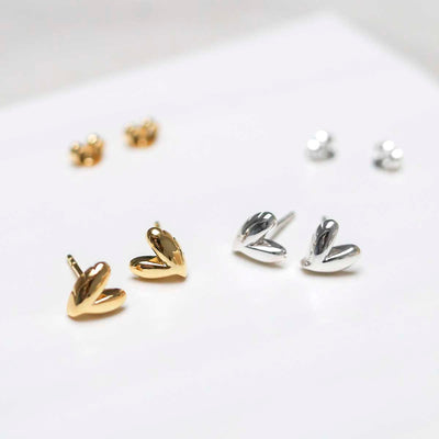 ML722B_18k Gold Plated Brass Love Heart Studs_1