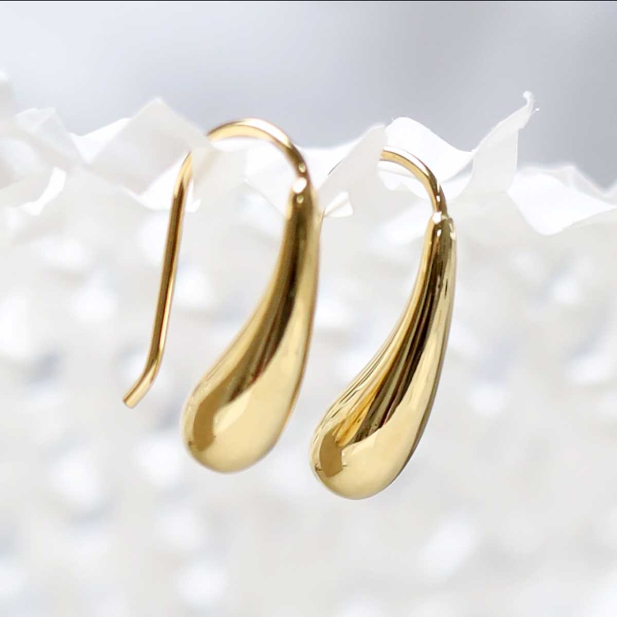 18k Gold Plated Small Liquid Drop Earrings