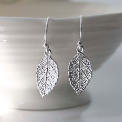MF469E_Sterling Silver Mint Leaf Dangly Earrings_2
