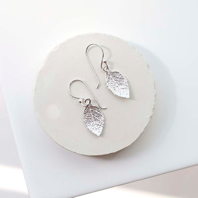 MF469E_Sterling Silver Mint Leaf Dangly Earrings_4