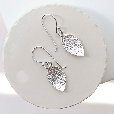 MF469E_Sterling Silver Mint Leaf Dangly Earrings_5