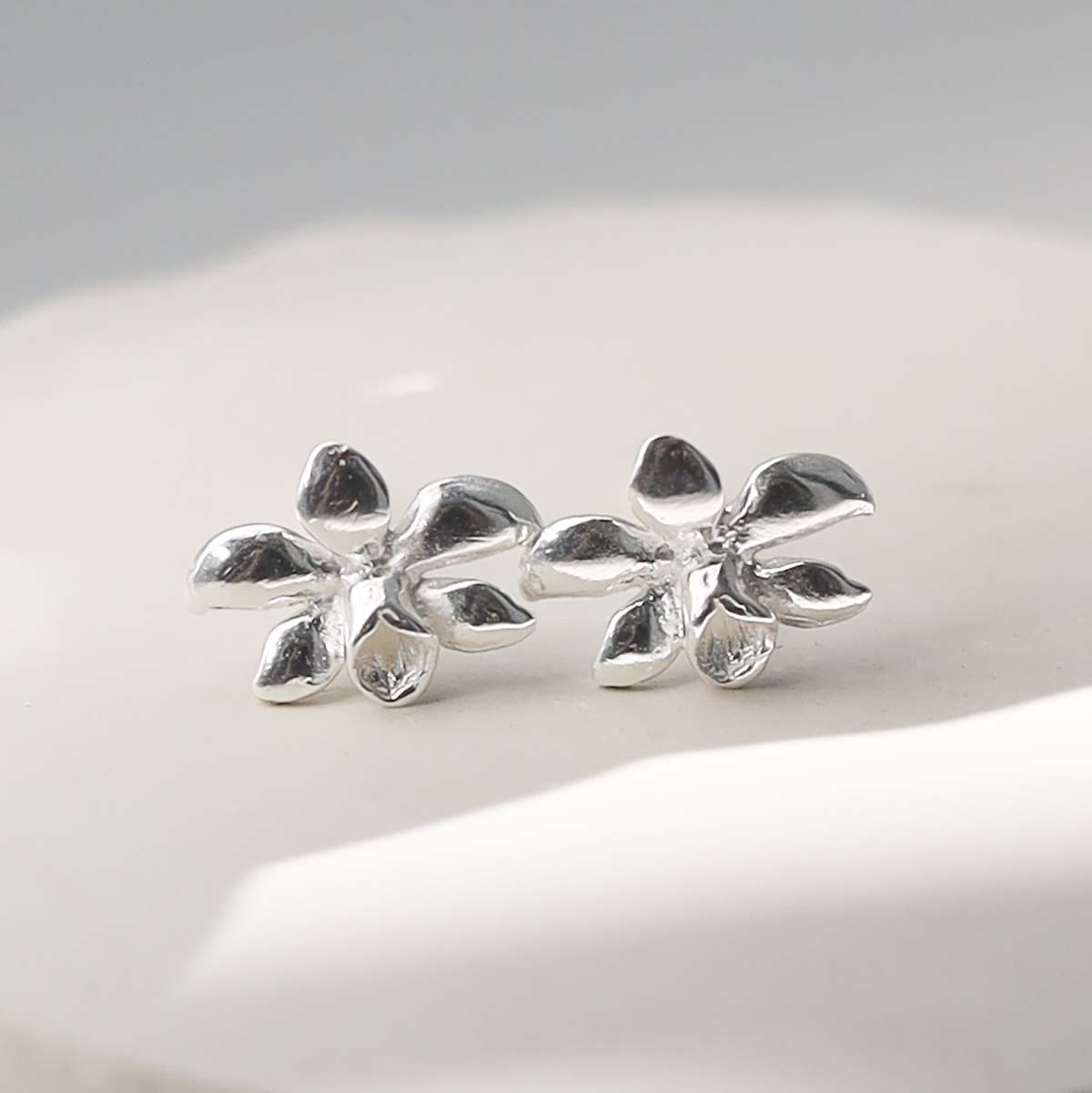 Sterling Silver Daffodil Stud Earrings