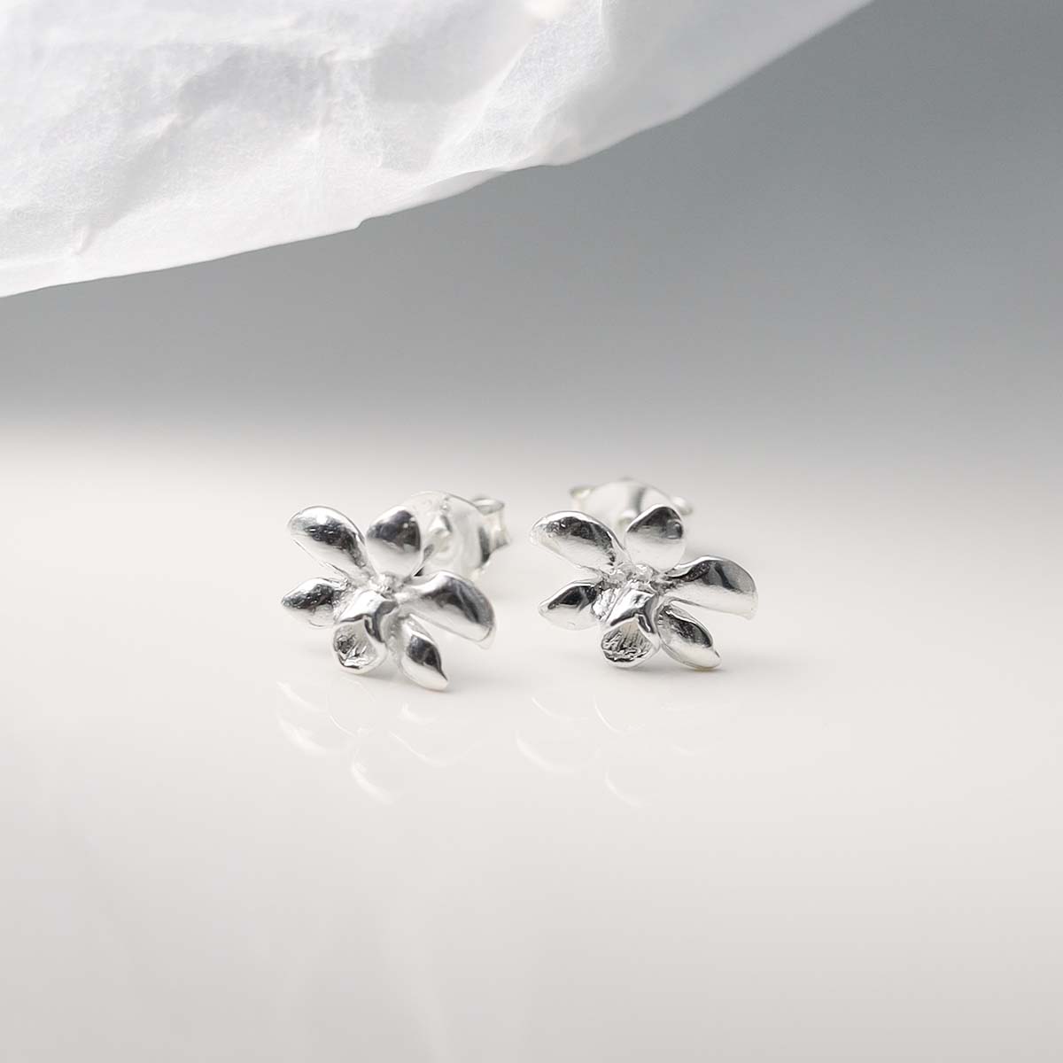 Sterling Silver Daffodil Stud Earrings
