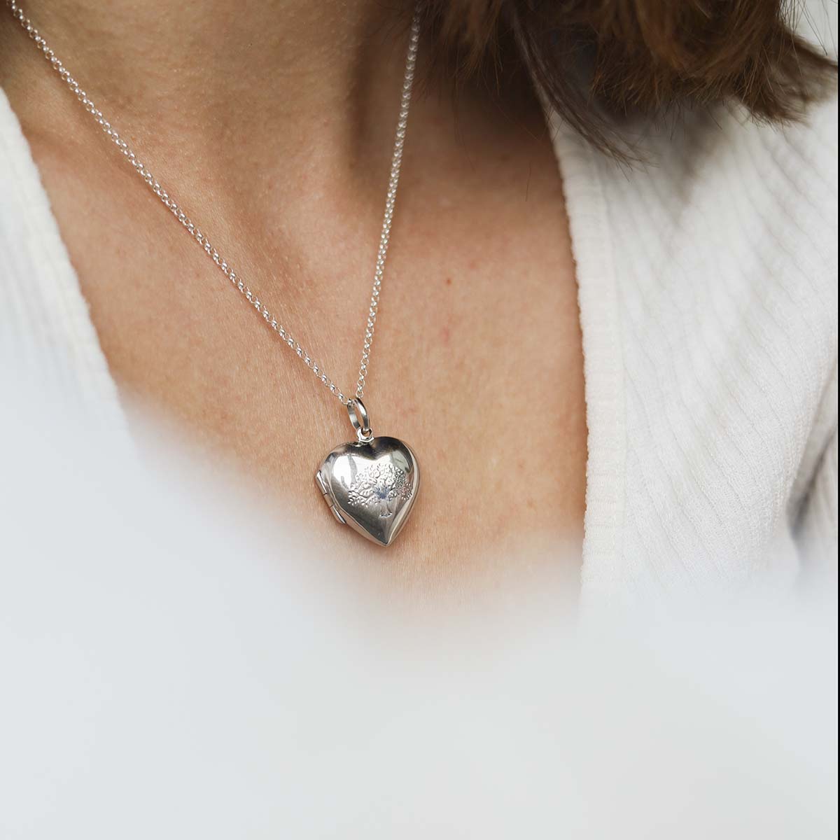 Sterling Silver Medium Tree Heart Locket