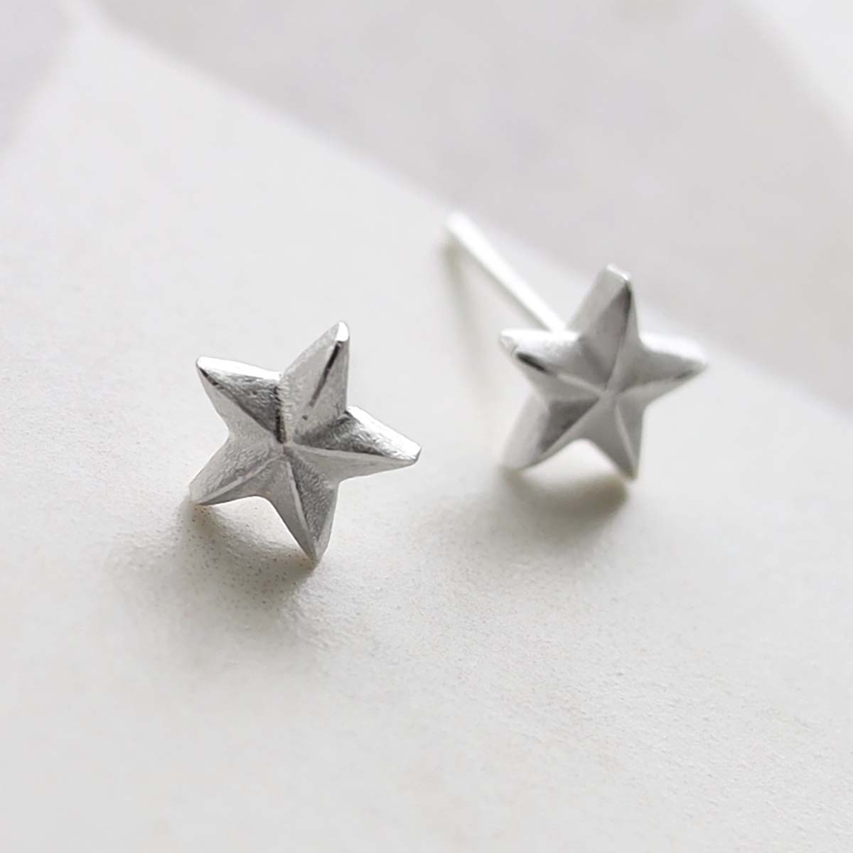 Sterling Silver Solid Star Stud Earrings