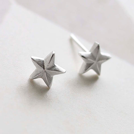 MB206E_Sterling Silver Solid Star Stud Earrings_new 6