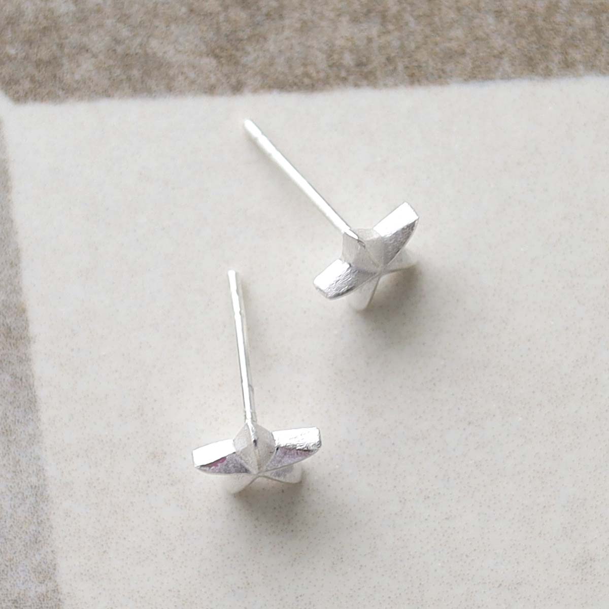 Sterling Silver Solid Star Stud Earrings