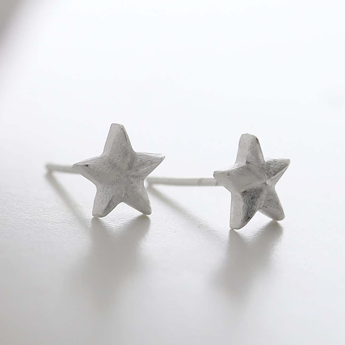Sterling Silver Solid Star Stud Earrings
