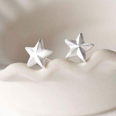 MB206E_Sterling Silver Solid Star Stud Earrings_new 3