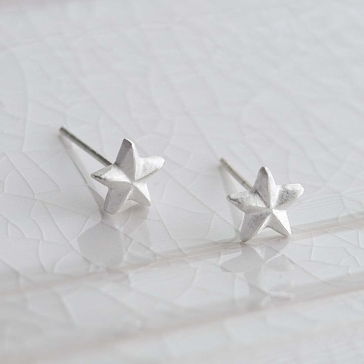 Sterling Silver Solid Star Stud Earrings