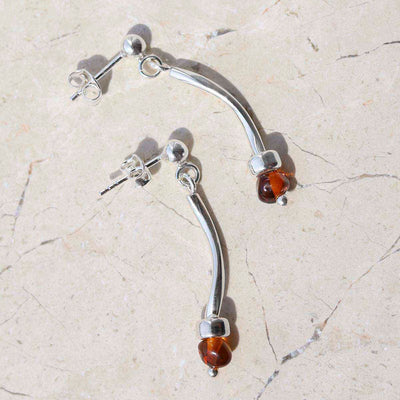MY1410_Sterling Silver Essential Amber Stud Drop Earrings_new 2