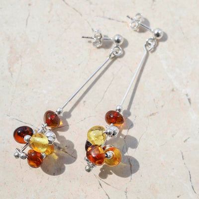 MY1417_Sterling Silver Spiral Amber Cluster Stud Drops_new