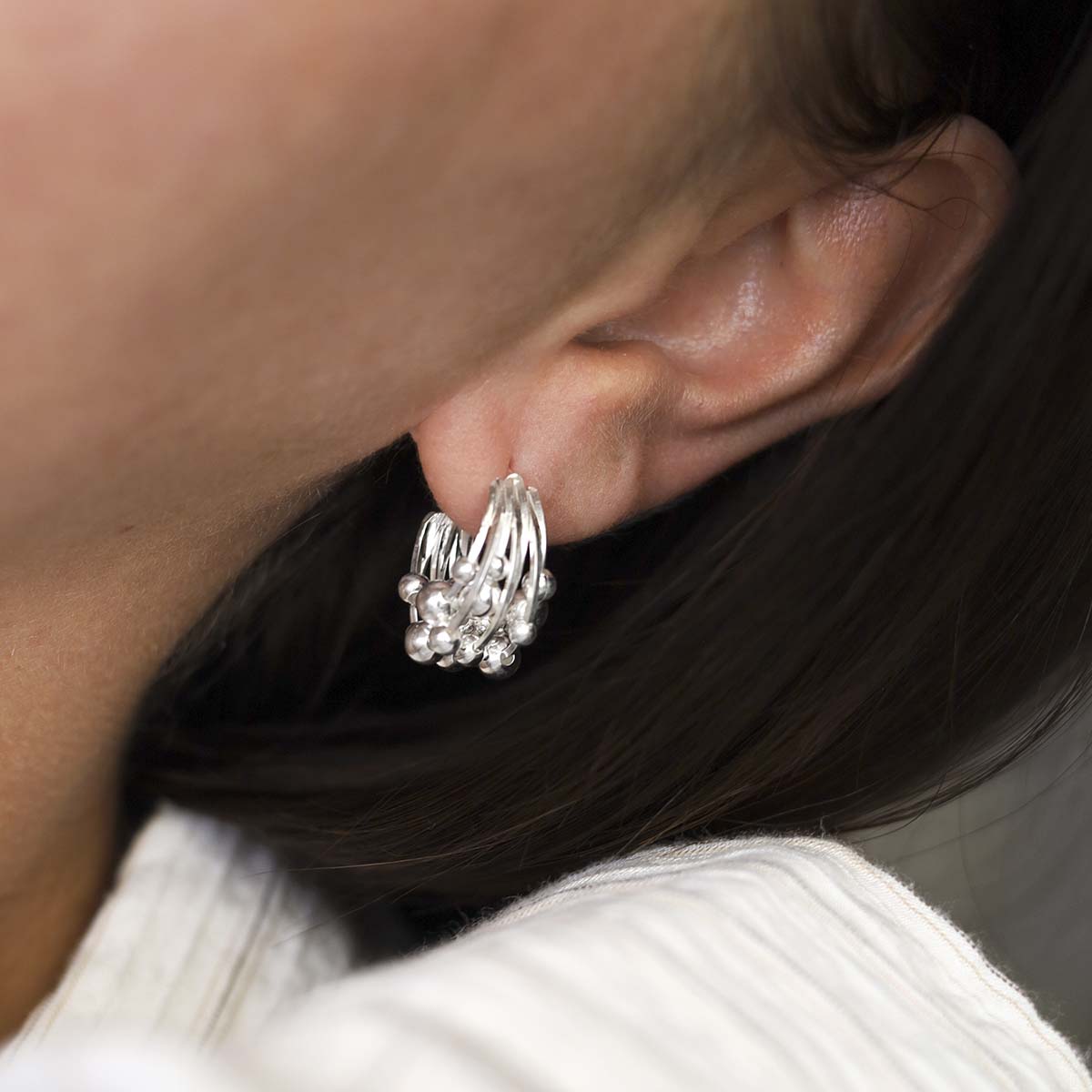Sterling Silver Bubble Hoop Studs