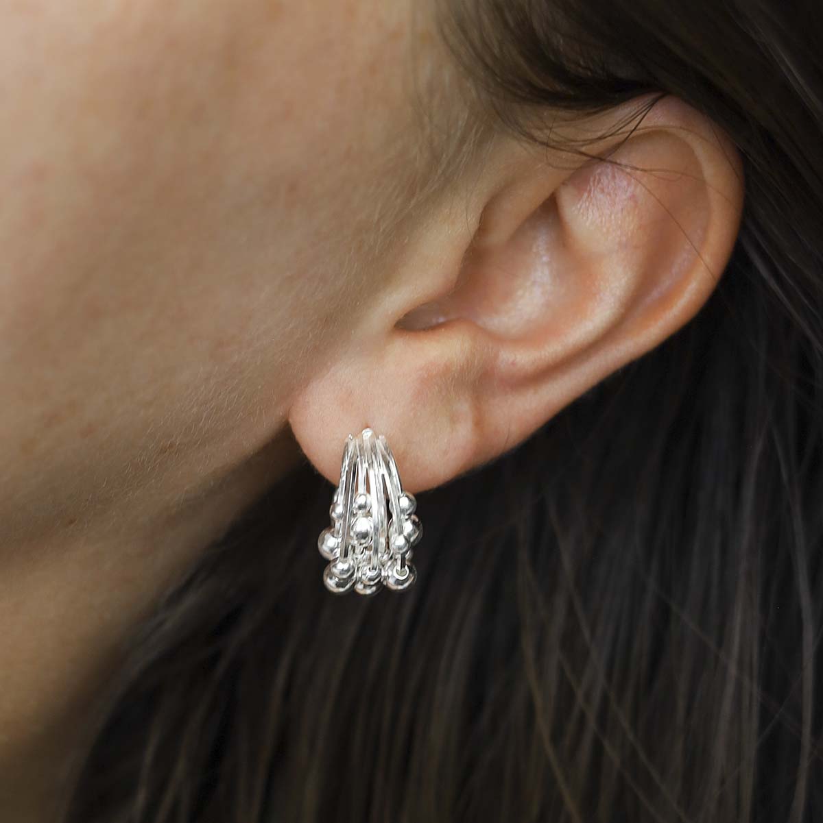 Sterling Silver Bubble Hoop Studs