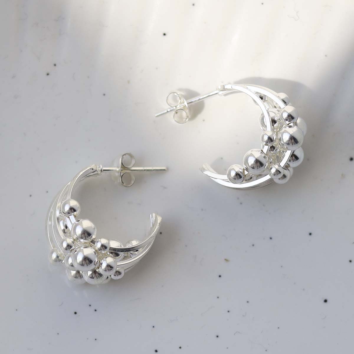 Sterling Silver Bubble Hoop Studs
