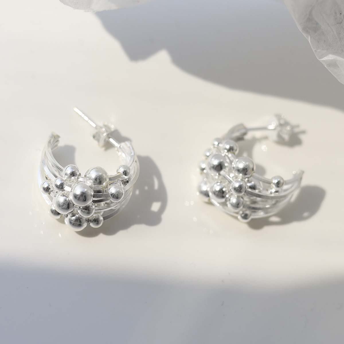 Sterling Silver Bubble Hoop Studs