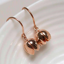 Rose gold plated Sterling Silver Cherry Bellflower Dangly Earrings