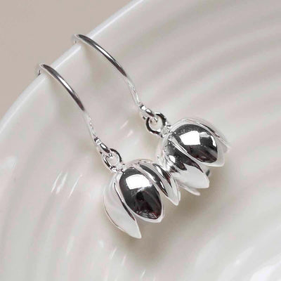 Sterling Silver Cherry Bellflower Dangly Earrings