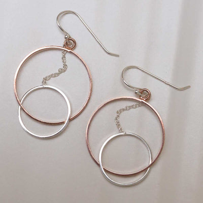 MD326_Sterling Silver Rose Gold Circles Dangly Earrings_new 6