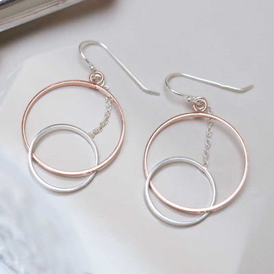 MD326_Sterling Silver Rose Gold Circles Dangly Earrings_new 7