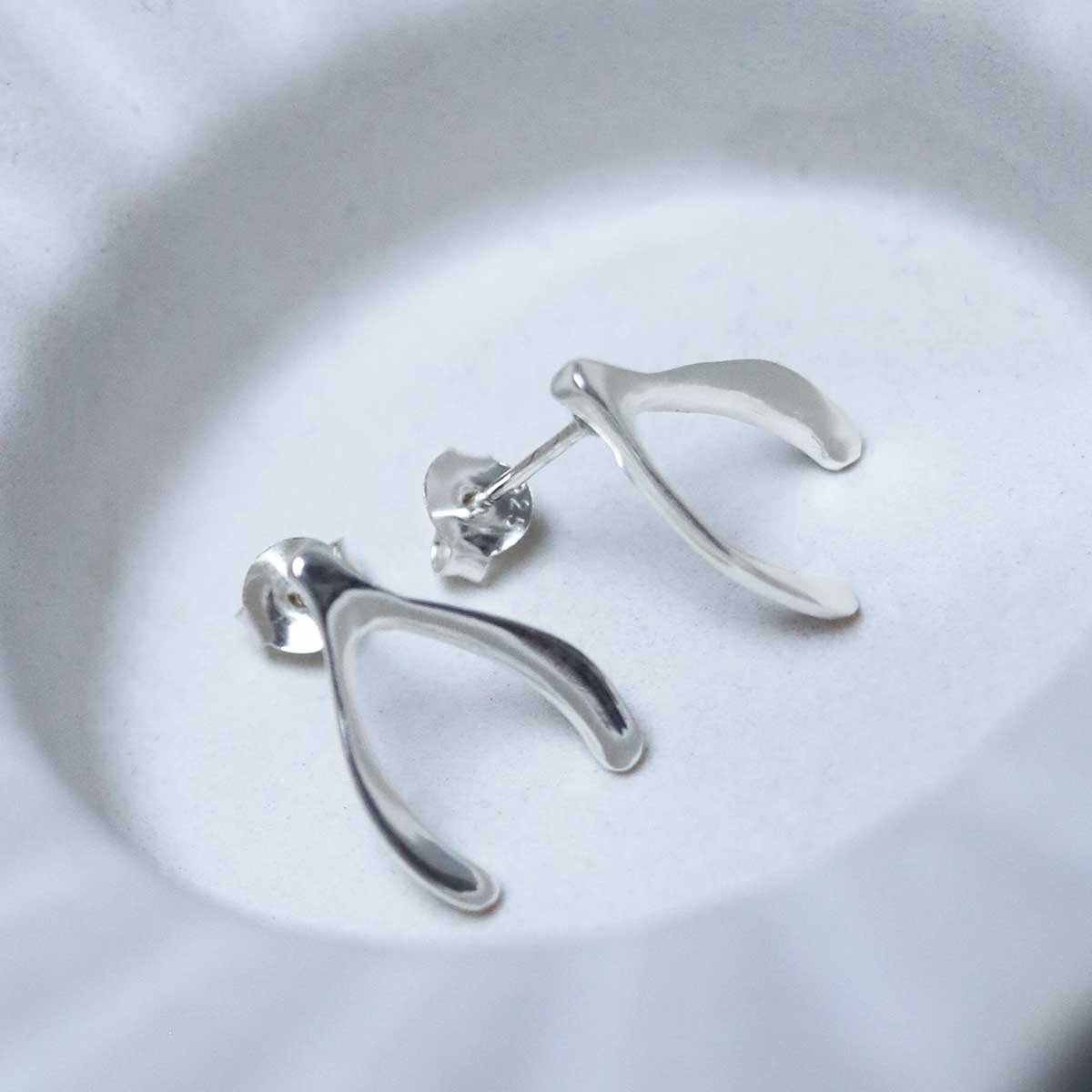 Sterling Silver Wishbone Studs