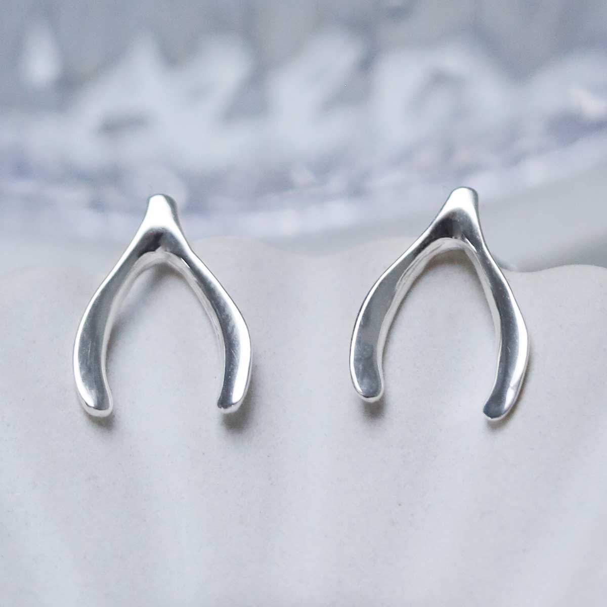 Sterling Silver Wishbone Studs