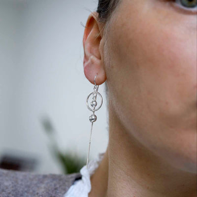ME494_Sterling Silver Ring And Twin Ball Threader Earrings_8