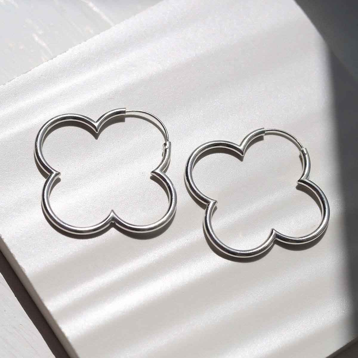 Sterling Silver Flower Hoops