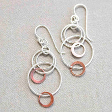 MZB63_Sterling Silver And Rose Gold Swinging Circles Dangly Earrings_7