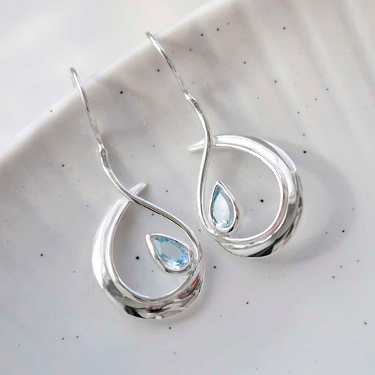 Sterling Silver Gemstone Loop Drop Earrings