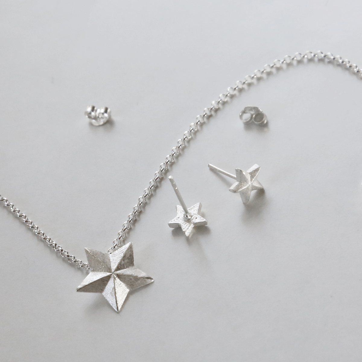 Sterling Silver Solid Star Necklace