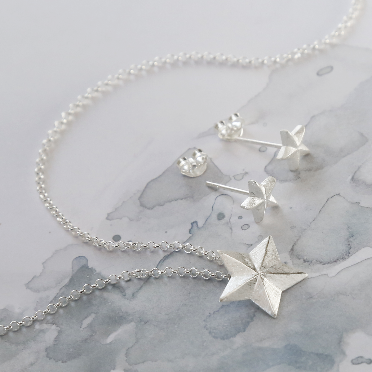 Sterling Silver Solid Star Necklace