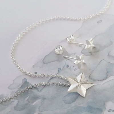 MB206E SET SOLID STAR STUD EARRINGS