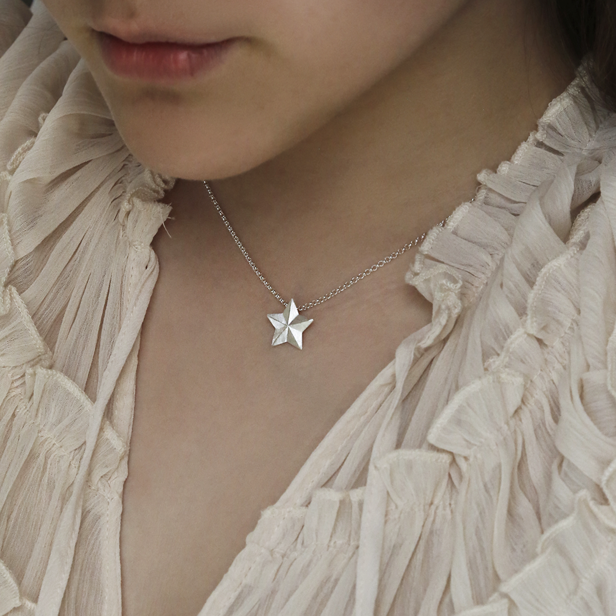 Sterling Silver Solid Star Necklace