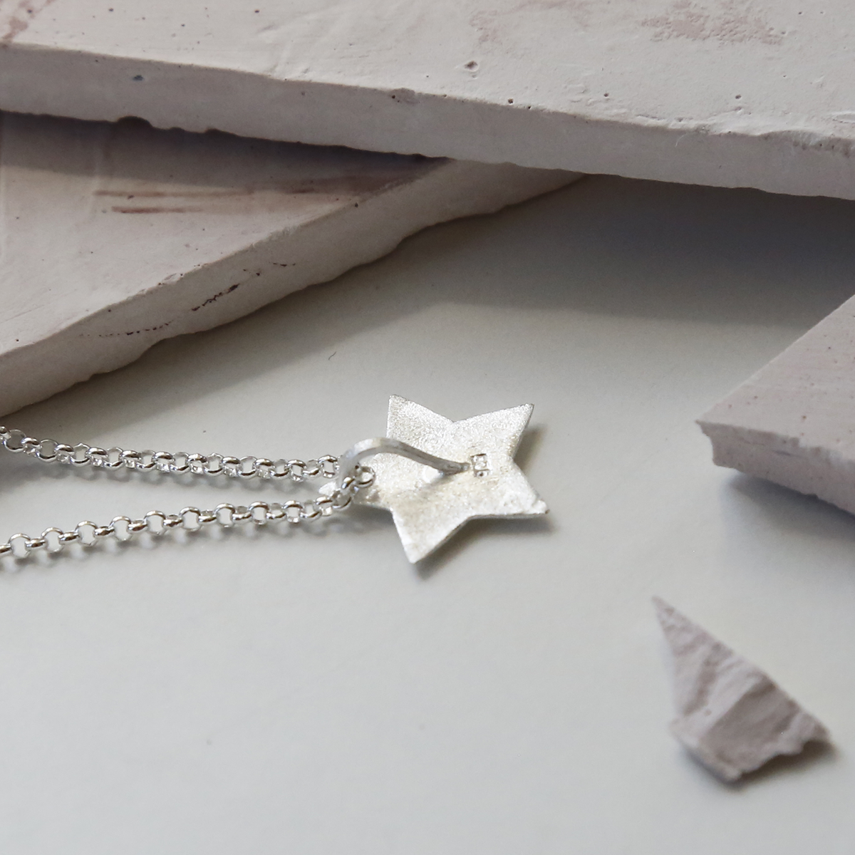 Sterling Silver Solid Star Necklace