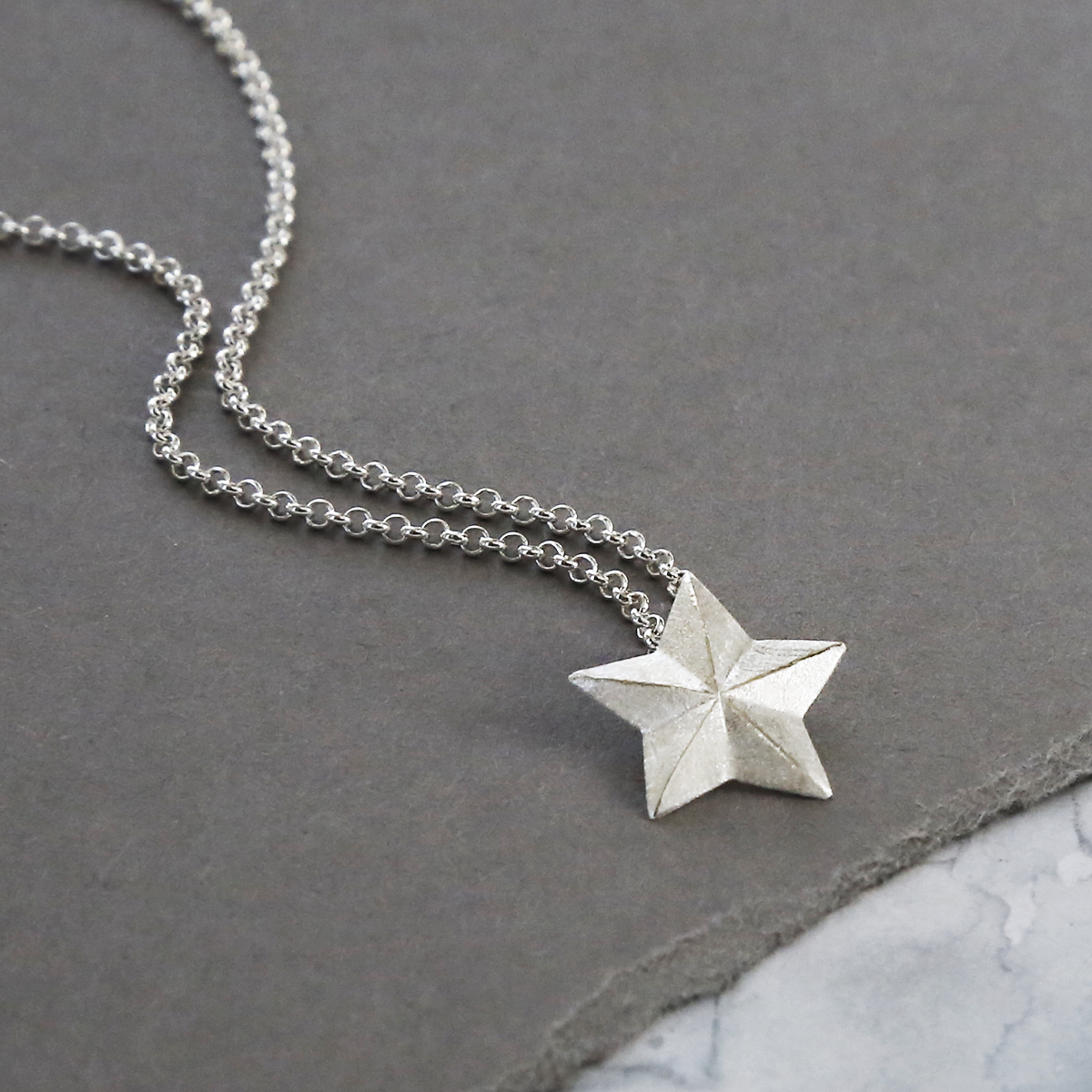 Sterling Silver Solid Star Necklace