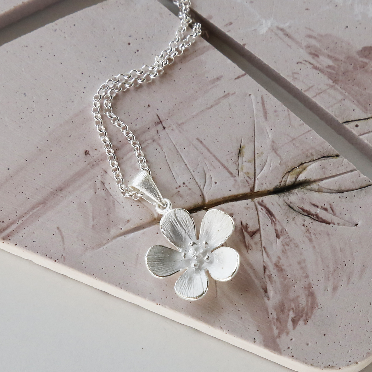 Sterling Silver Wildflower Pendant Necklace