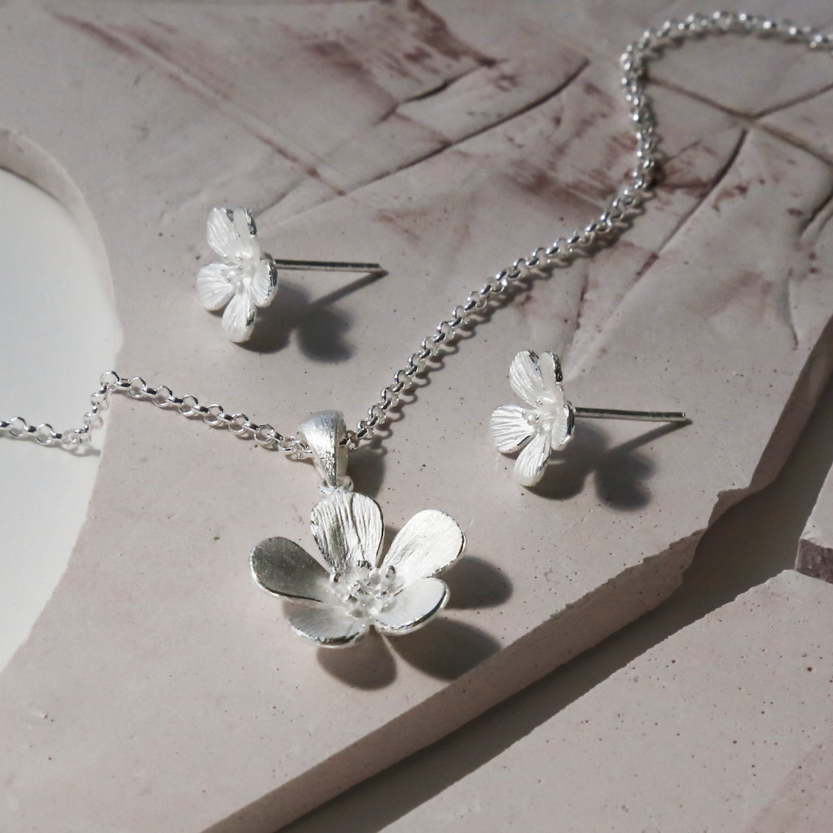 Sterling Silver Wildflower Pendant Necklace