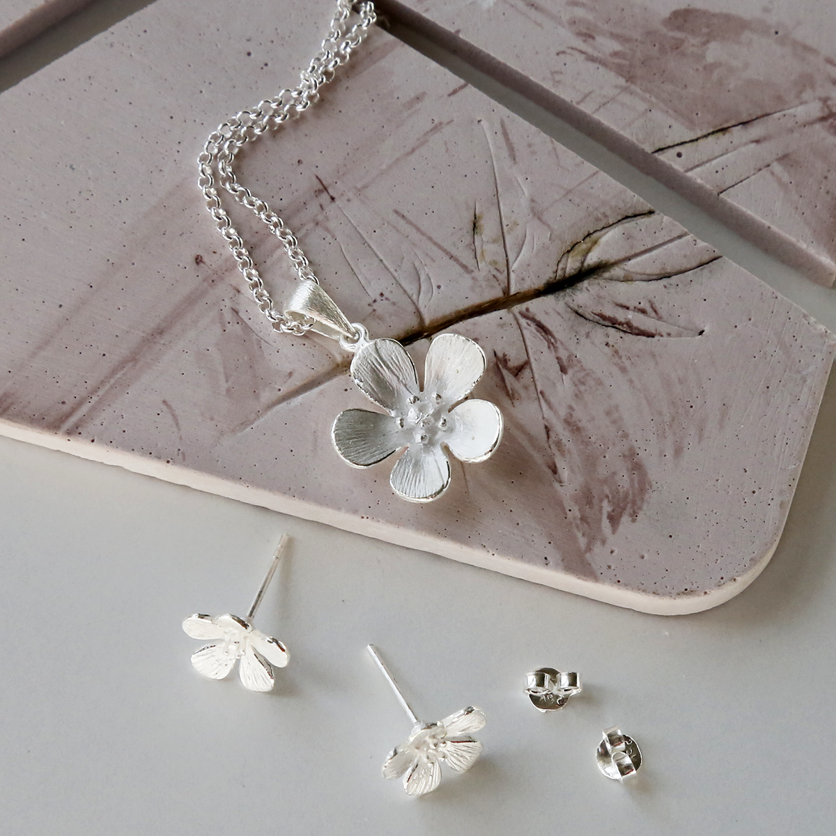 Sterling Silver Wildflower Pendant Necklace