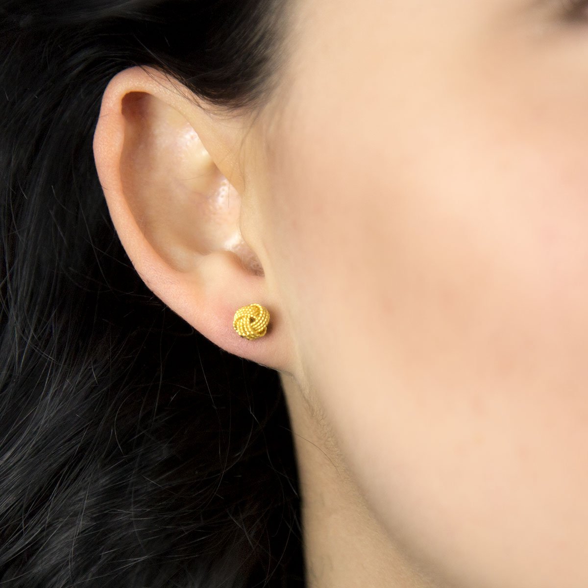 Gold Plated Sterling Silver Knot Stud Earrings