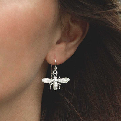 MB209 STERLING SILVER DANGLY BEE EARRINGS