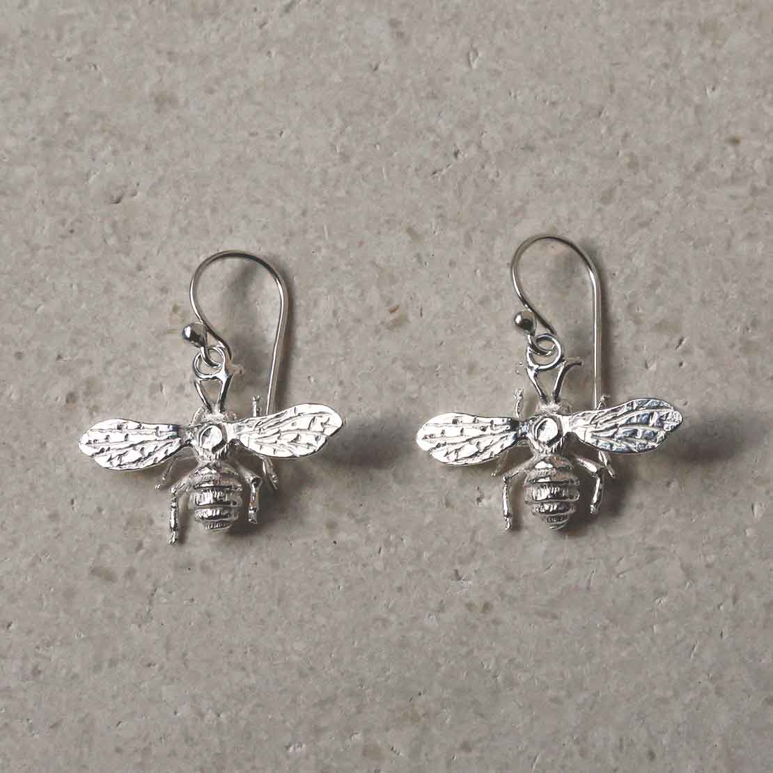 Sterling Silver Dangly Bee Earrings