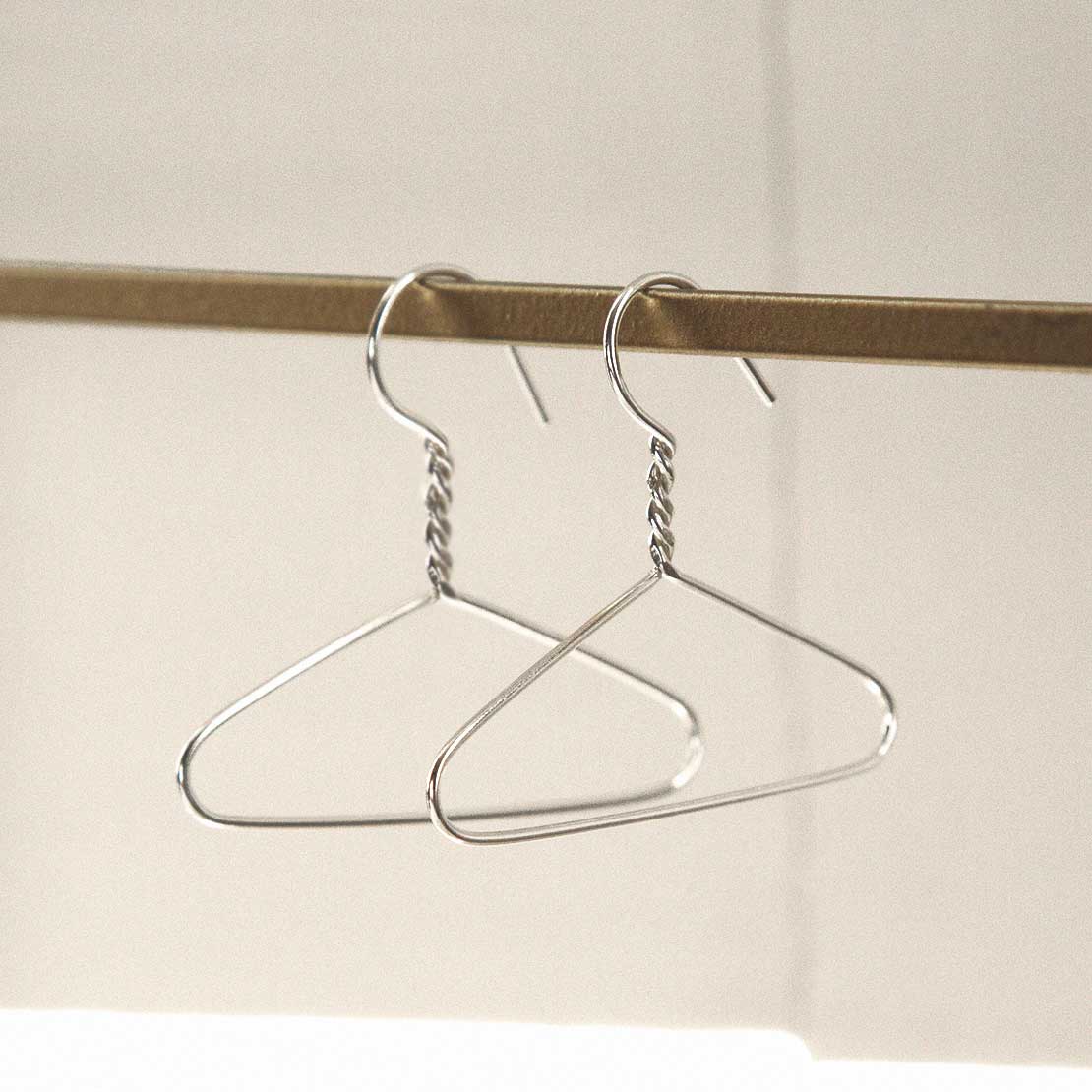 Sterling Silver Coat Hanger Earrings