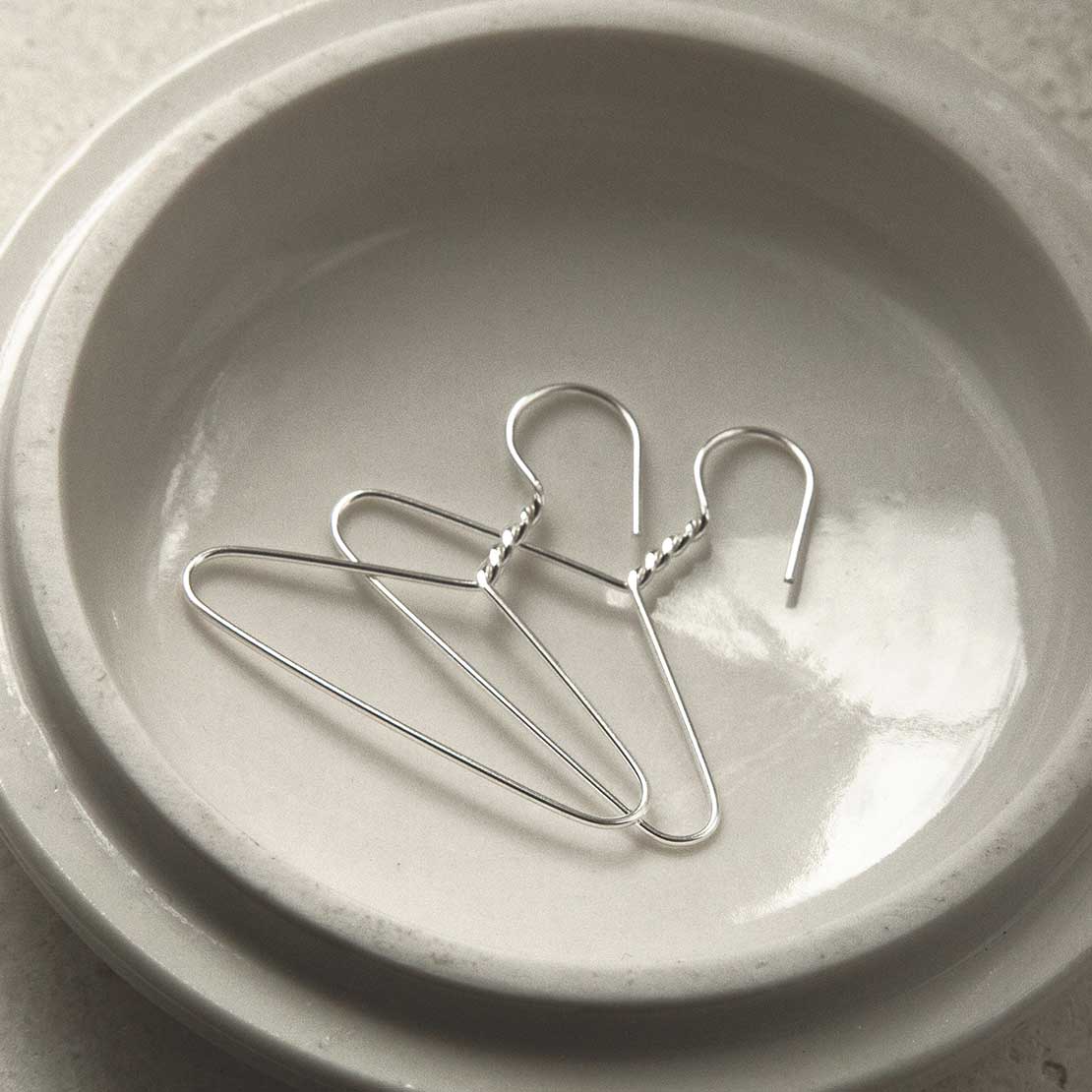 Sterling Silver Coat Hanger Earrings
